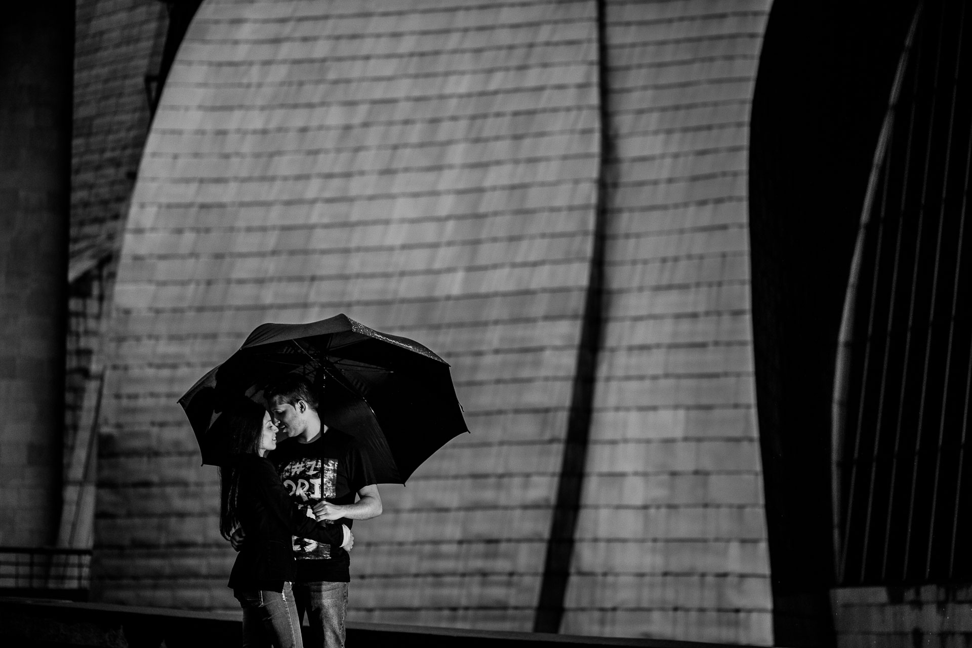 preboda con lluvia en Bilbao