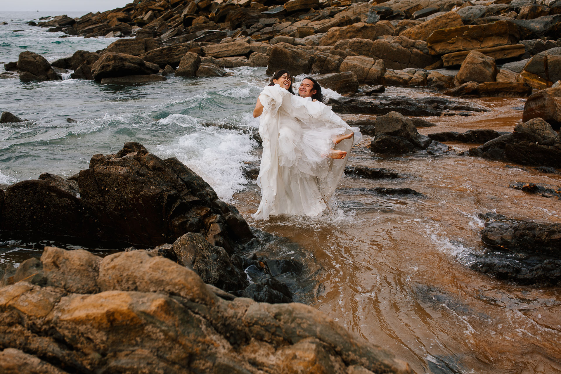 postboda en la playa